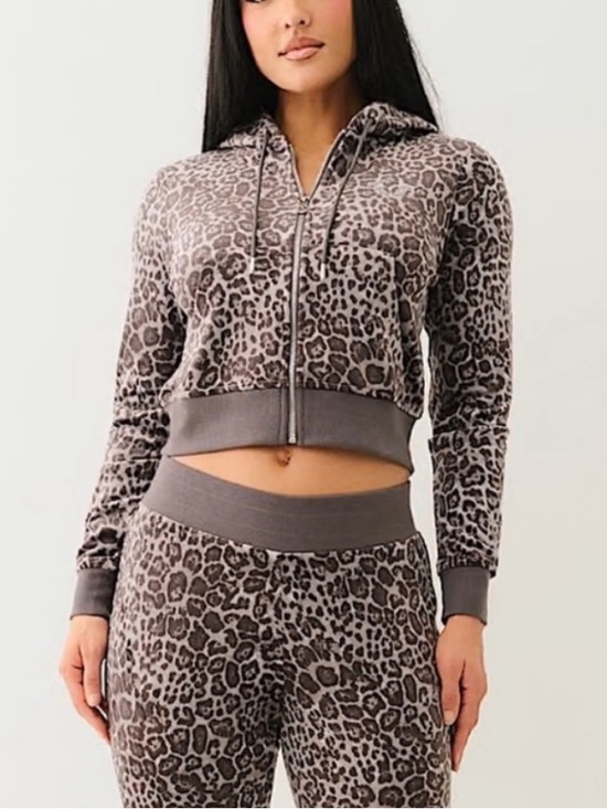 True Religion Tops - True Religion Gray Leopard Print Hoodie